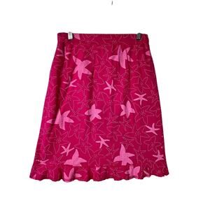 FRESH PRODUCE Pull On Womens Small Pink Floral Skirt A-Line Casual Cotton
